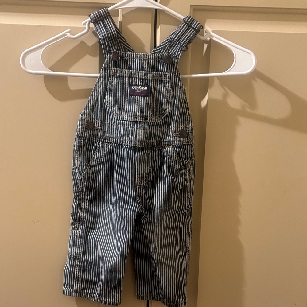 OshKosh B'gosh Navy and White Pinstripe Overalls